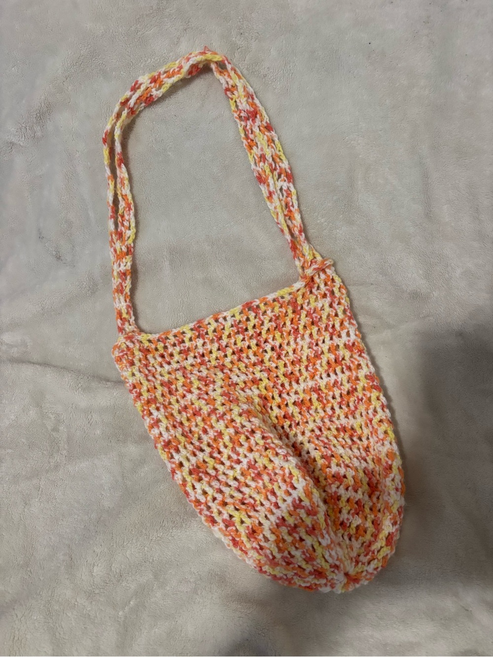 Handmade Multicolor Crochet Shoulder Bag - Orange, Yellow & Cream